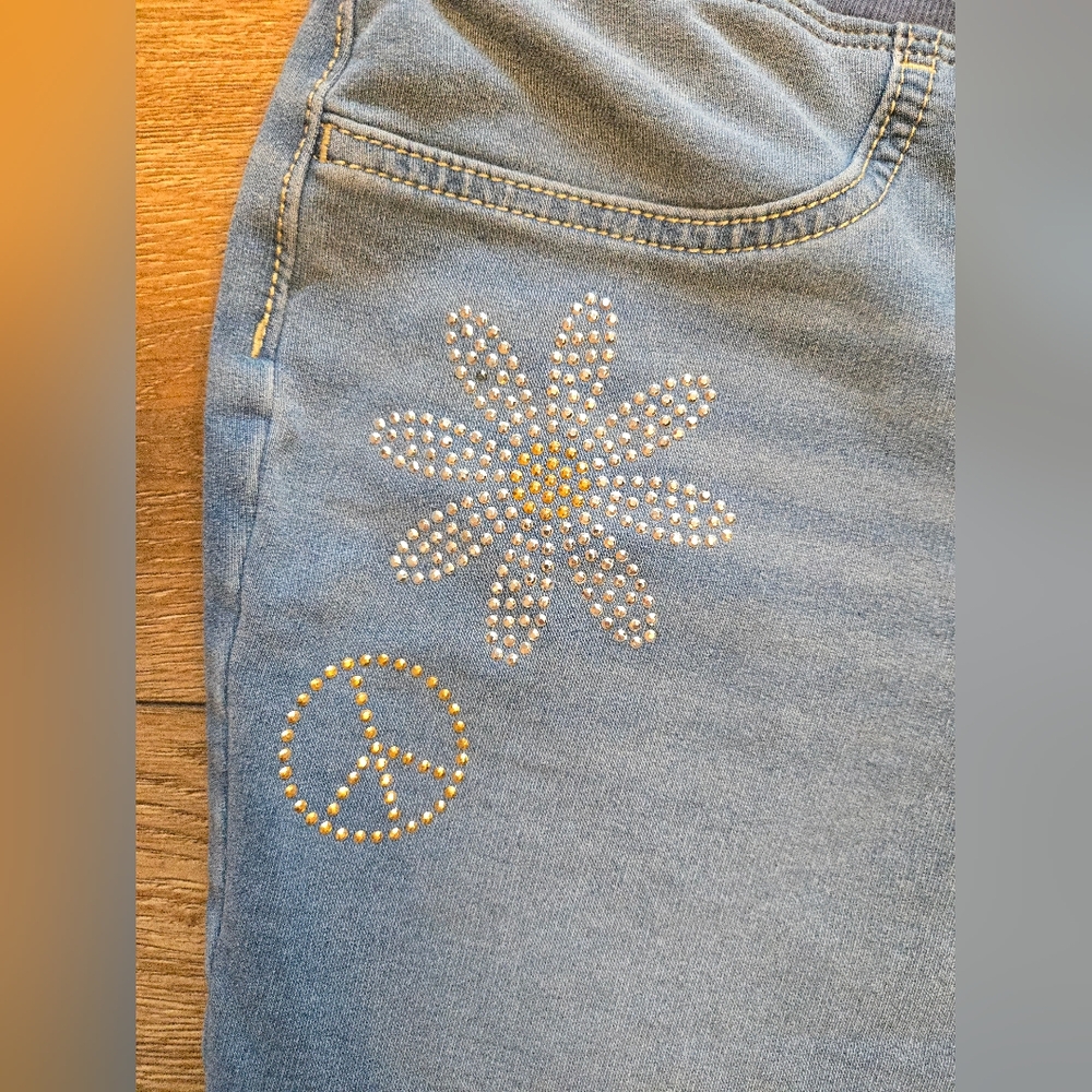 SO Girls Plus Rib Waist Embellished Skinny Jeggings Jeans Size 20 Plus Blue - Picture 3 of 7